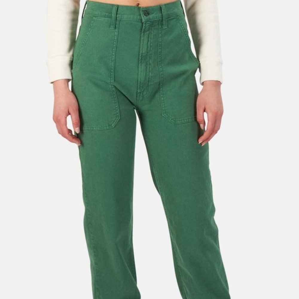 Mother The Wrapper Patch Springy Jeans Women’s Size 26 Jogger Army Green Stretch